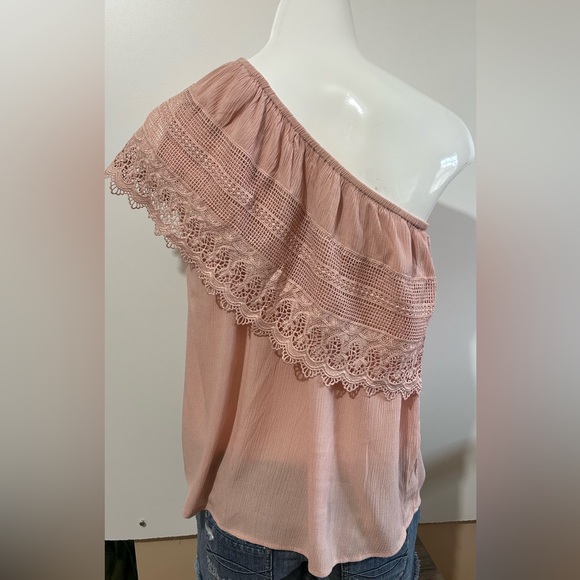SOCIALITE PINK BLUSH ONE SHOULDER RAYON MIX TOP IN SIZE MEDIUM - Picture 4 of 8